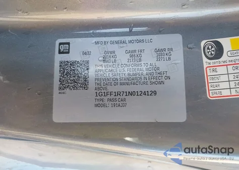 2022 Chevrolet Camaro Rwd Lt1 from USA, damaged, VIN 1G1FF1R71N0124129